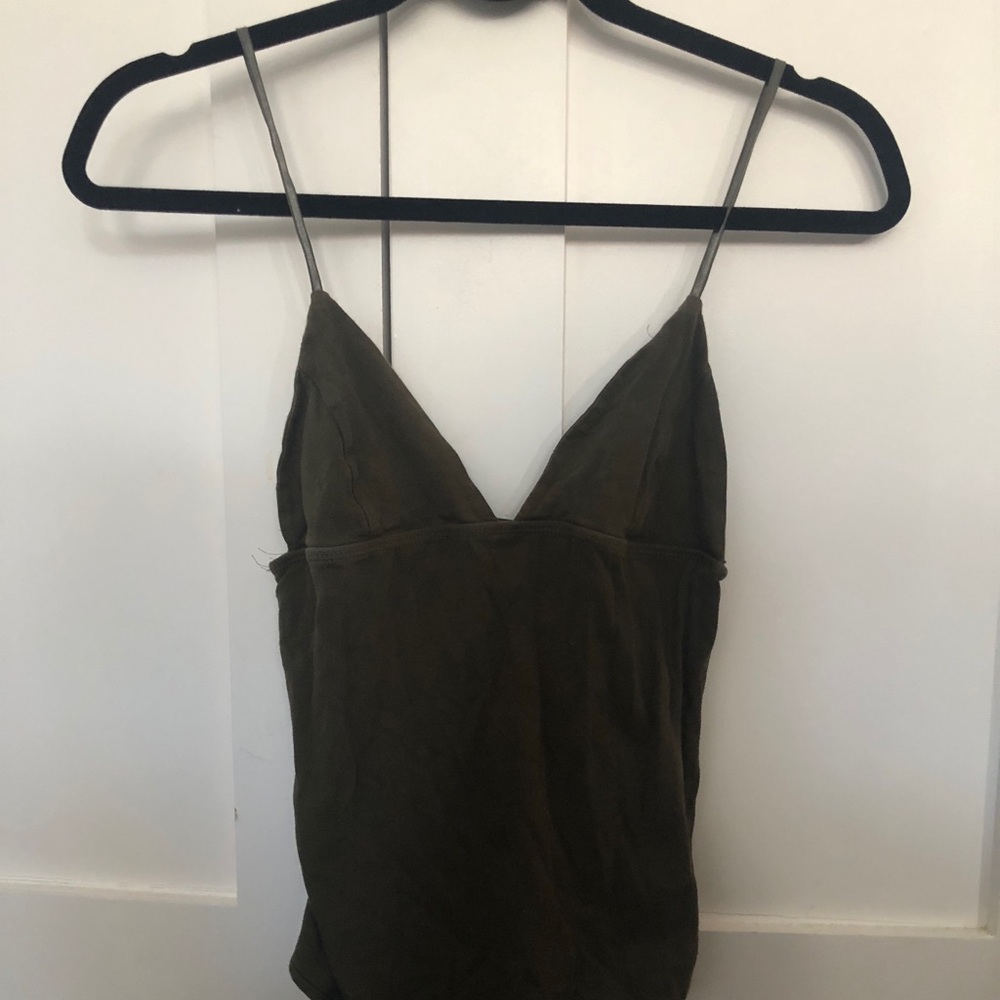 OLIVE GREEN V NECK BODY SUIT